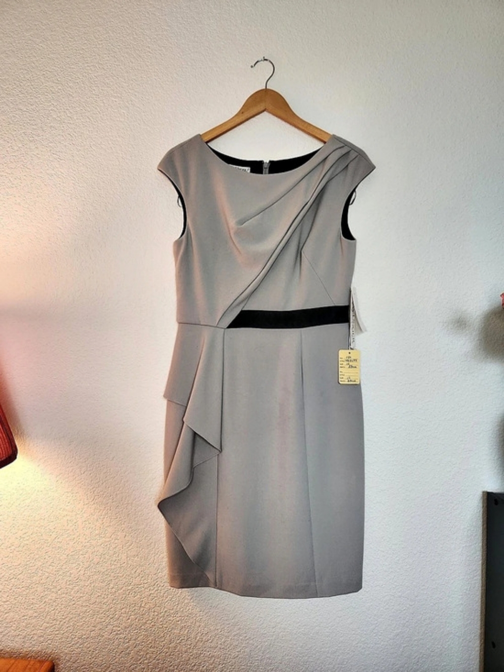NWT Kay Unger New York Grey Sheath Dress Sz 10 $370 Retail